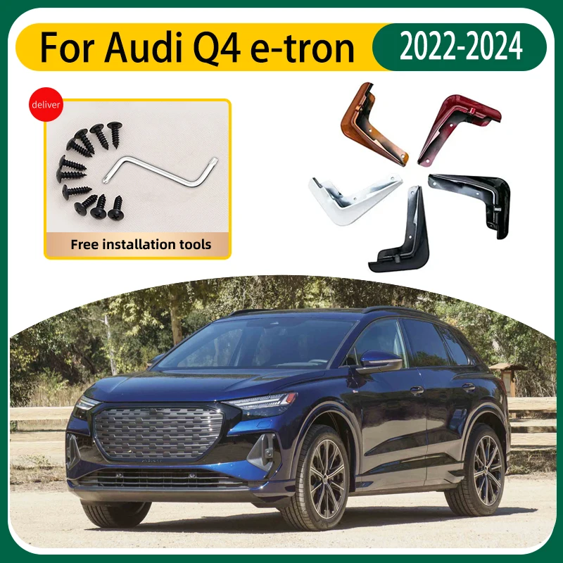 

4 шт. автомобильные брызговики для Audi Q4 e-tron, аксессуары 2024 2023 2022, автомобильные брызговики, передние и задние крылья, внешние детали