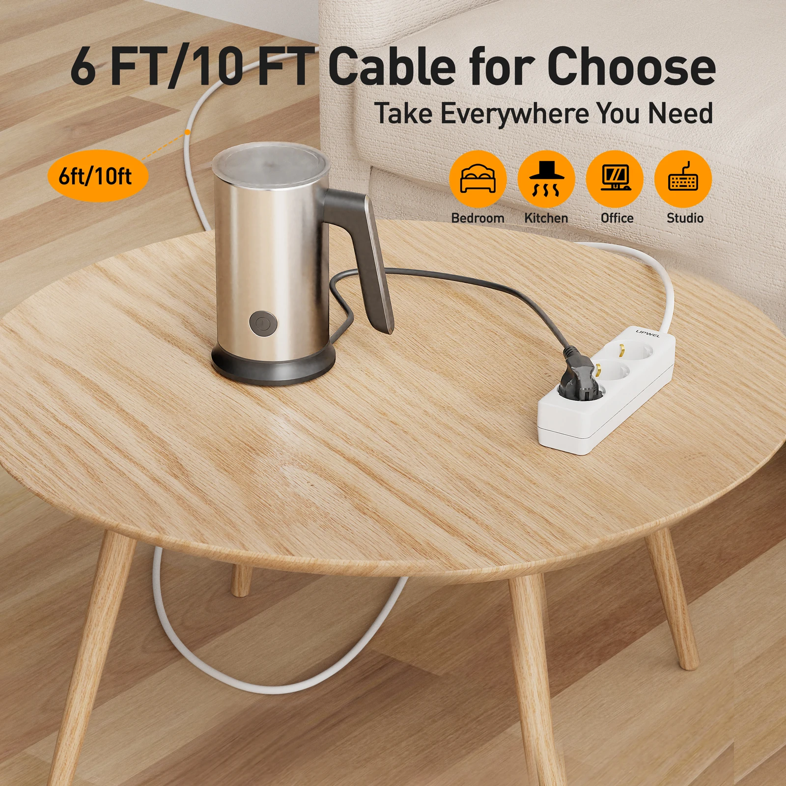 شريط طاقة بمقبس أوروبي من الأسلاك النحاسية السميكة، موزع طاقة متعدد المنافذ مع أحجام مقابس مختلفة، حل طاقة موثوق به