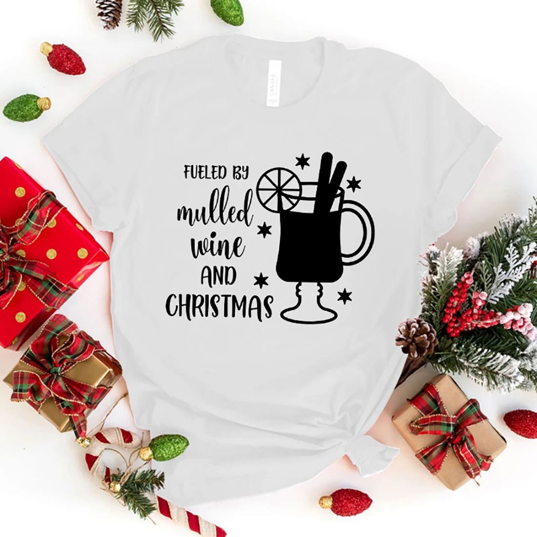 

New Fueled By Mulled Wine And Christmas Print Tshirt Unisex Casual Short Sleeve T-Shirt Women Fashion Fueled By Mulled Wine tops