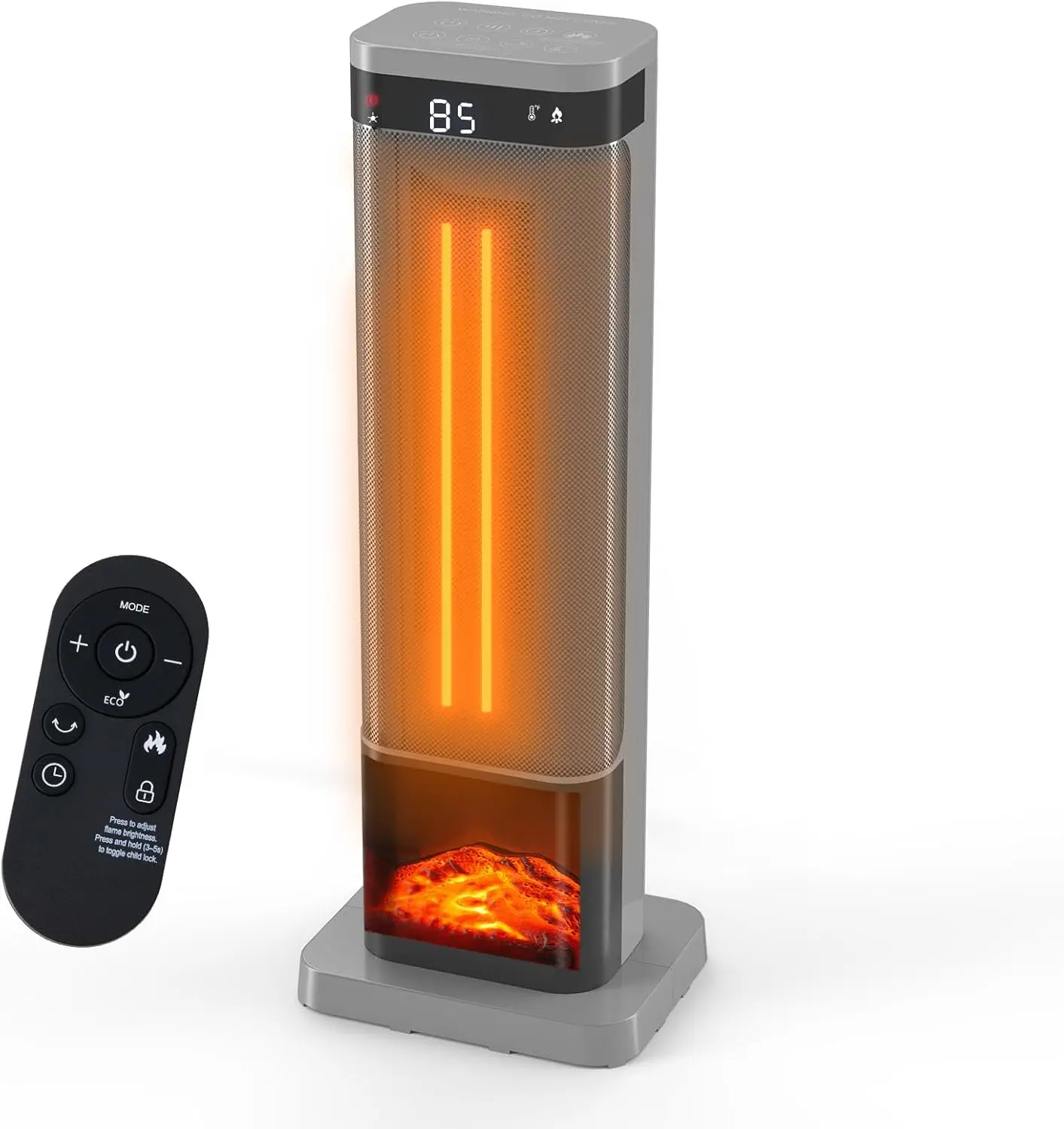 

24inch Space Heaters for Indoor Use, Portable Heater with 3 Light Colors, Adjustable Thermostat with Remote, Tip-over