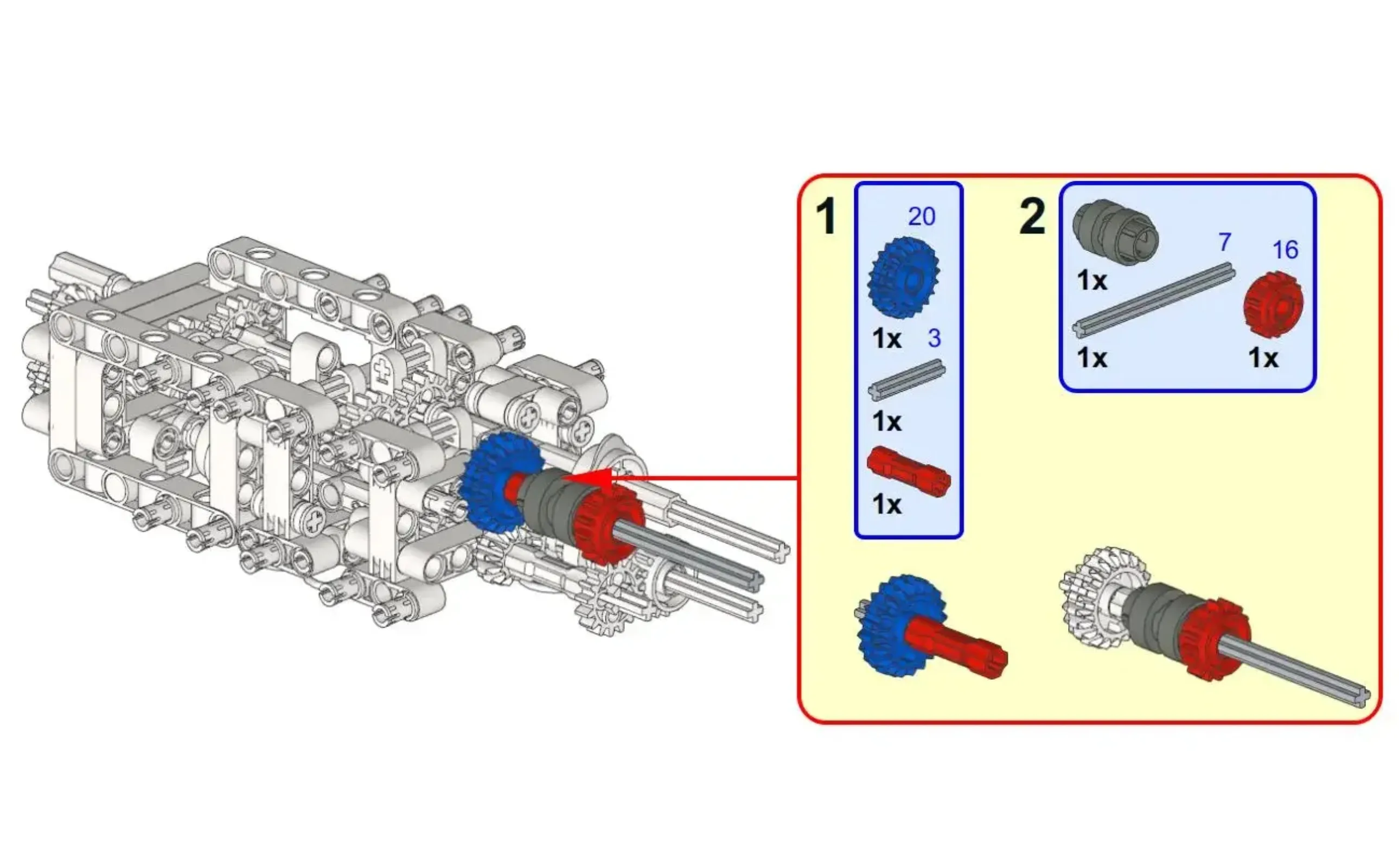 8-Gang-Getriebe mit L-Motor und AA/AAA-Batteriekasten für Legoeds-kompatible Bausteine, technische Teile