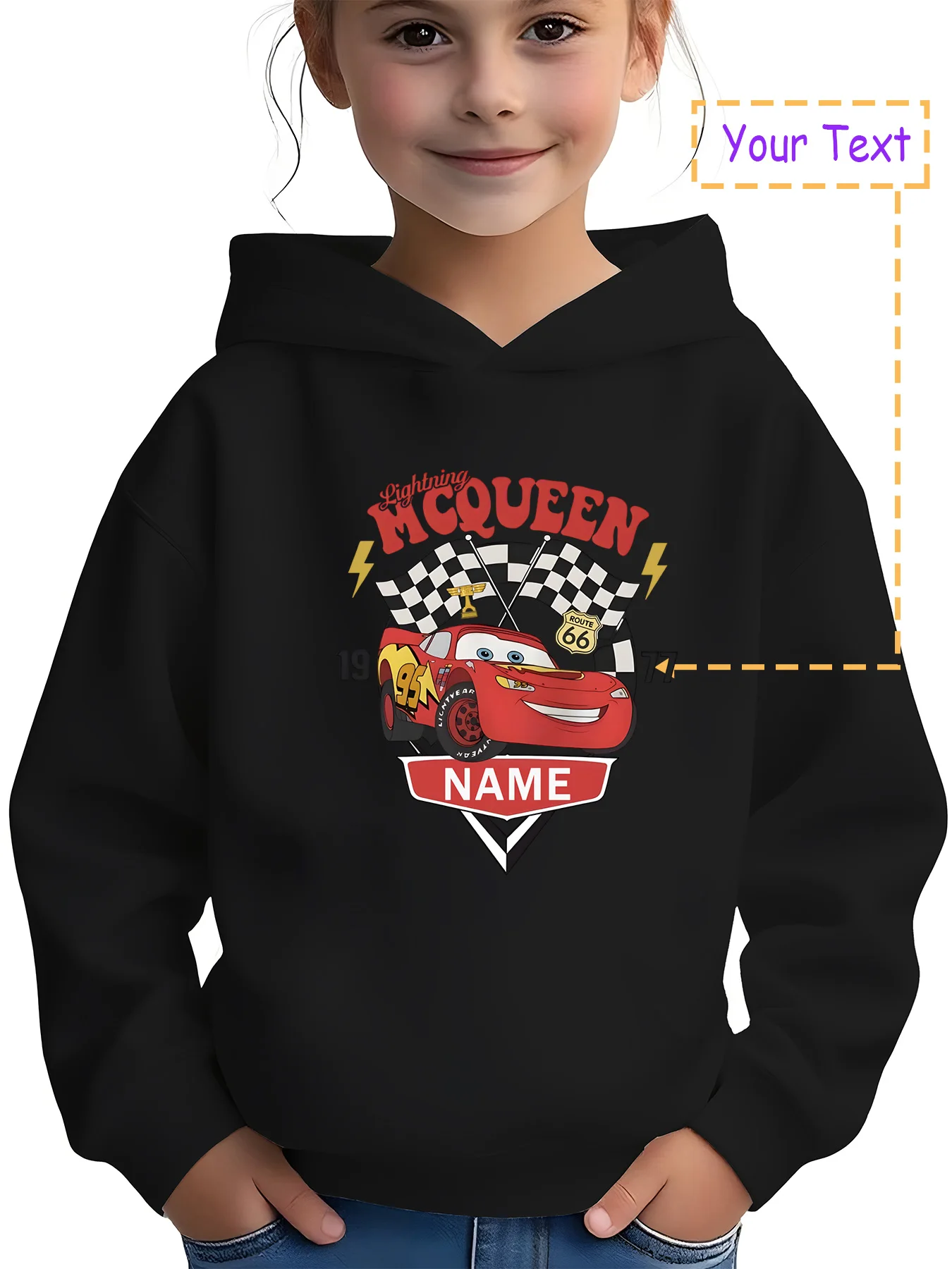 

MINISO Lightning McQueen Classic Hoodie - McQueen's track-winning look, a classic for racing fans, perfect for school or outdoor