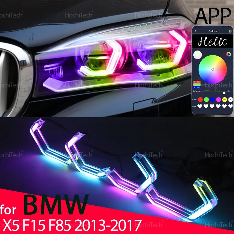 For BMW X5 F15 F85 2014-2018 RGB Dynamic Revolving Angel Eyes LED APP control Sequential Flowing Multicolor Car Rings