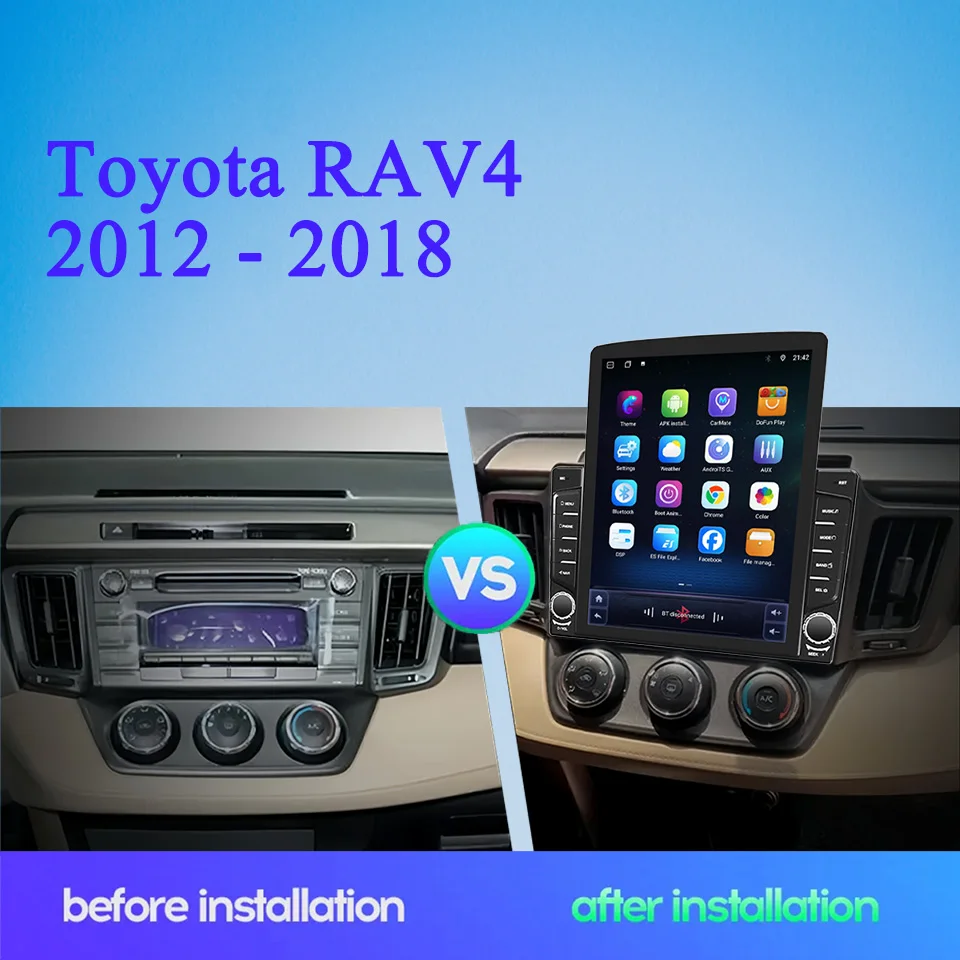 أندرويد 14 8Core 8G + 128G سيارة Autoradio لتويوتا Rav4 2012 - 2018 السيارات نظام تحديد المواقع والملاحة رصد رئيس وحدة مسجل شرائط Carplay