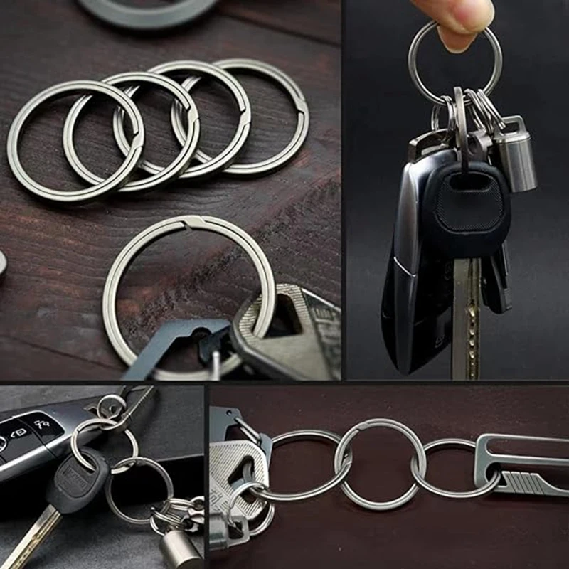 Titanium Key Ring, Quick Release Side-Pushing Ring, Super Lightweight Key Organizer, Outer Diameter 30MM, 5PCS Durable