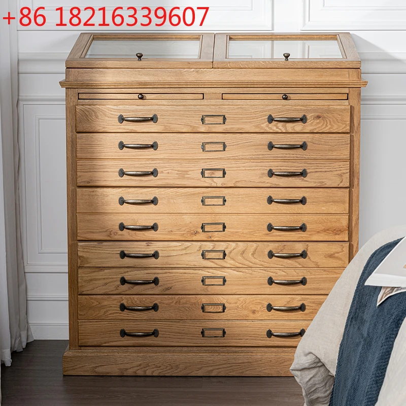 

Solid wood cloakroom storage Nordic vintage commercial oak display cabinet American home flooring