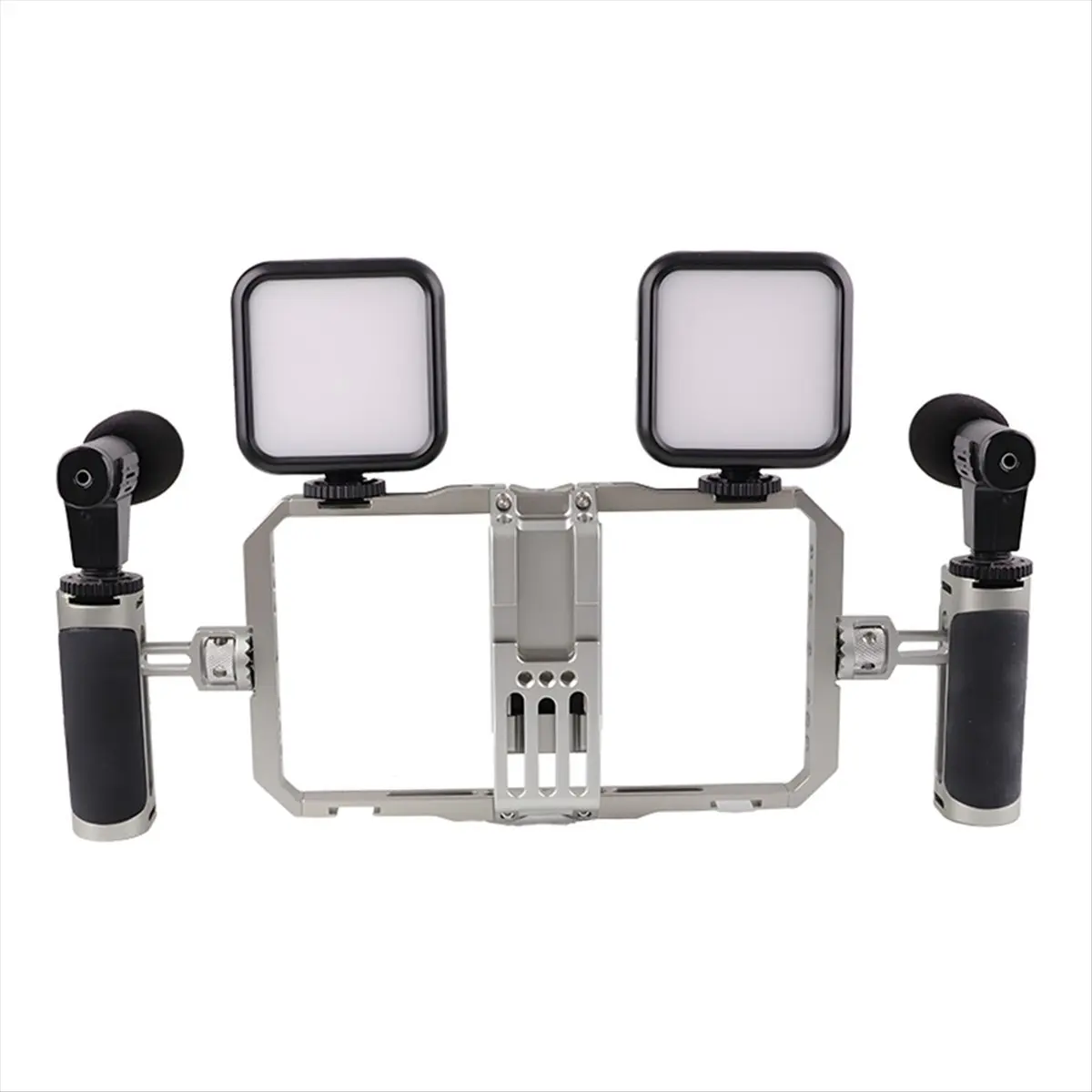 ~Tuesday DTD185Mobile Phone Handheld Stabiliser, with an Extendable Microphone, Fill Light and Protective Frame