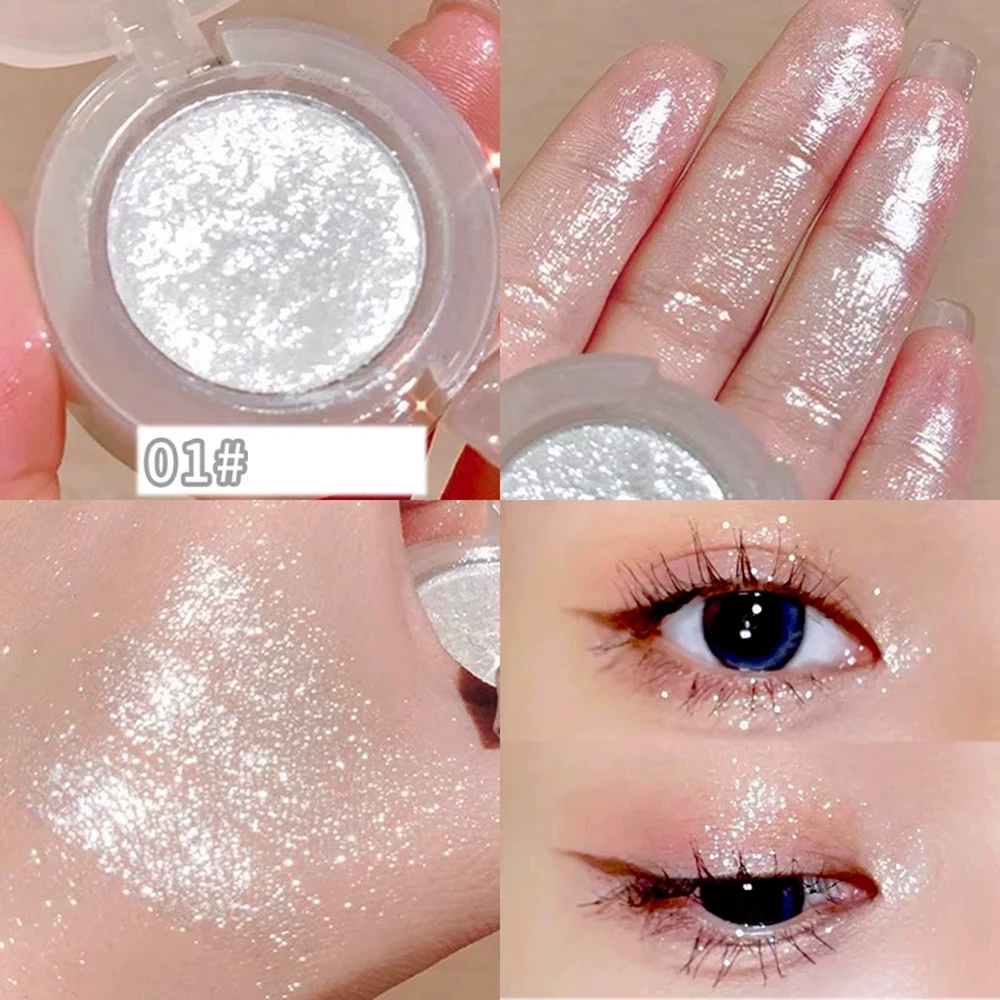 Creamy Mousse Glitter Eyeshadow Single Color Shiny Diamond Highlight Powder Long Lasting Shimmery Lying Silkworm Eye Cosmetic