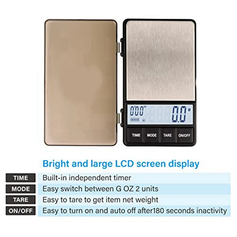 1 PCS Small Espresso Scale With Timer Scales Bright Backlit LCD Display 2 Batteries