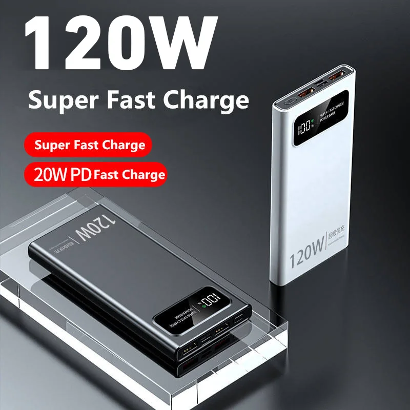 Lenovo 200000mAh Ultralarge Capacity 120W Super Fast Charging Power Bank Mobile Power External Battery For Iphone Xiaomi Samsung