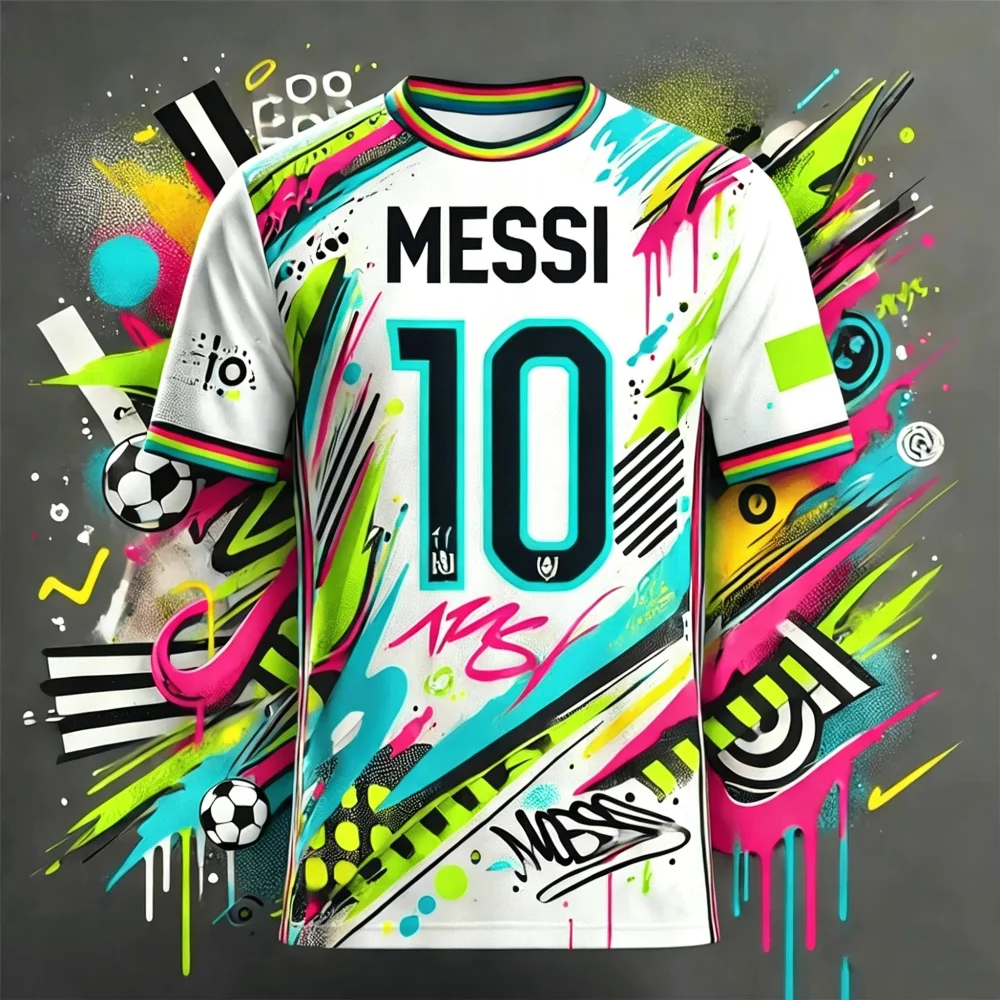 2026 Special Edition Graffiti Messi No.10 Football Jersey Training Uniform Breathable Oversize Unisex Sport Parent-child T shirt