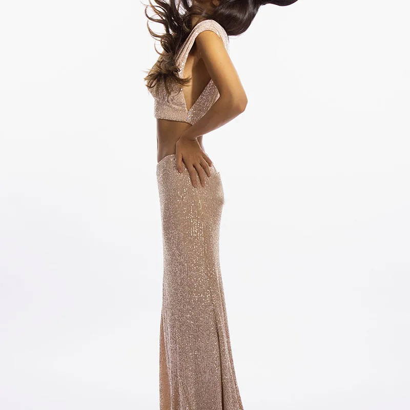 

2025 New Banquet Banquet Dress Set Shining Umbilical Slimming Women's Dress Set O-neck Sleeveless Top+Skirt Set