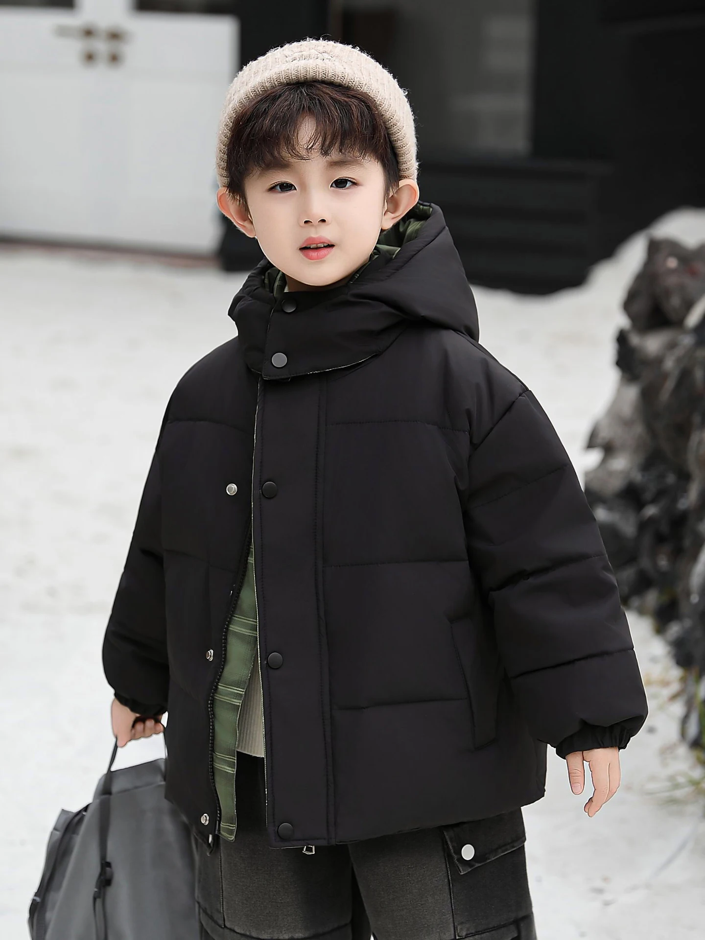 

Детская зимняя куртка-пуховик для мальчиков, теплая, корейский стиль, с длинными рукавами, средний размер