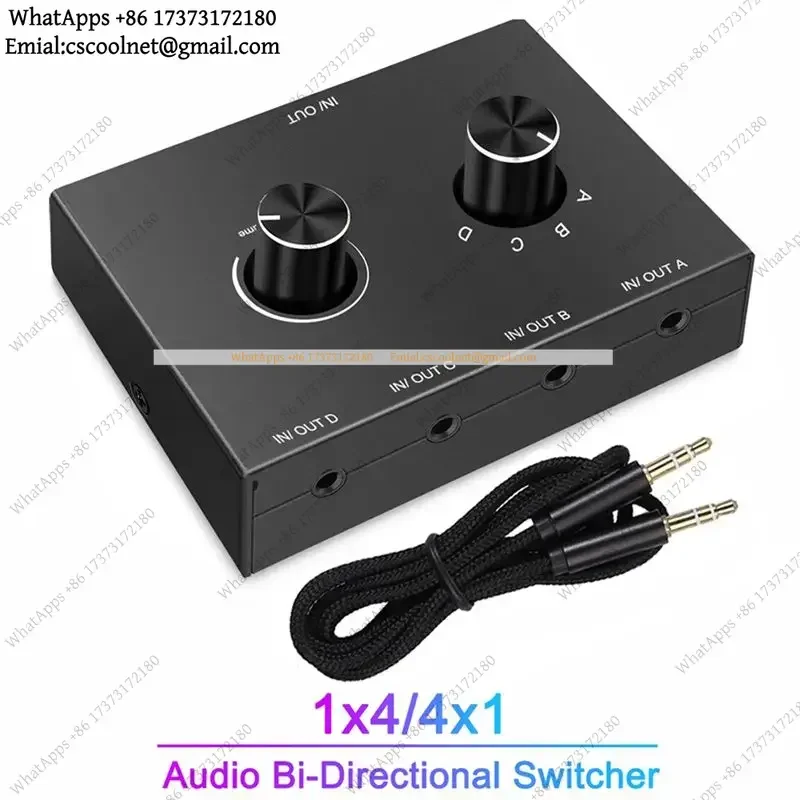 k06 4 Way 3.5mm Jack Audio Switcher Splitter Stereo Bi-Directional Audio Switch Splitter Box