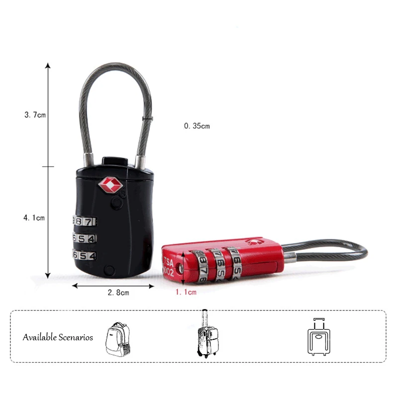 Zinc Alloy TSA Combination Padlock Password Lock For Locker Luggage Bag Suitcase Anti-theft Code Customs