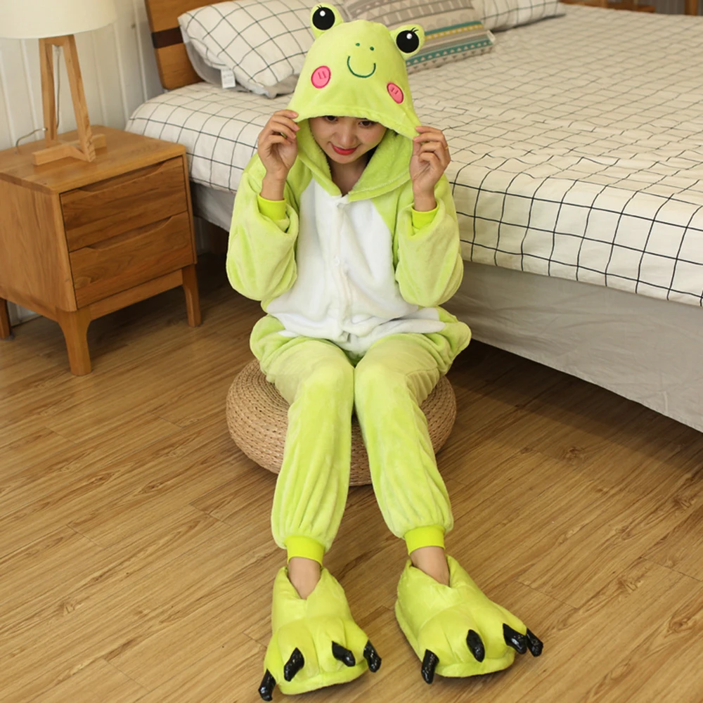 Frosch Halloween Cosplay Kostüme Tier Cartoon Onesies Erwachsene einteilige Pyjamas Overall Nachtwäsche