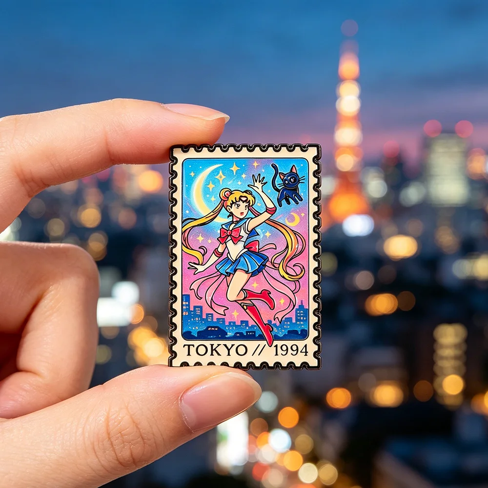 Sailor Moon Stempel-Emaille-Pin - Retro Anime Magisches Mädchen Anstecknadel Metall-Charakter für Kleidungsaccessoires