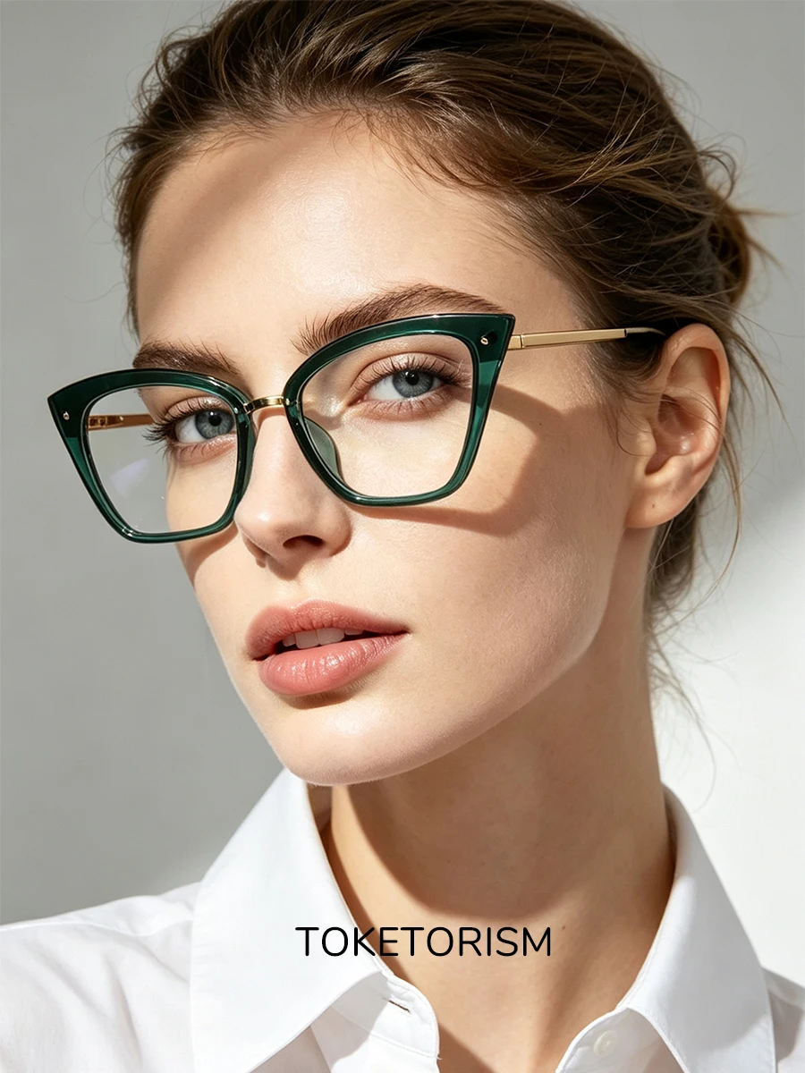 Toketorism Trendy Women's Myopia Glasses Retro Reading Eyeglasses Anti Blue Computer Eyewear