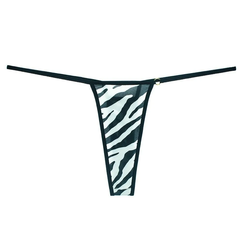 Breathable Seamless Women Thongs Low Waist Underwear Leopard Panties Thin Belt Dots Striped Print Briefs Everyday Wear