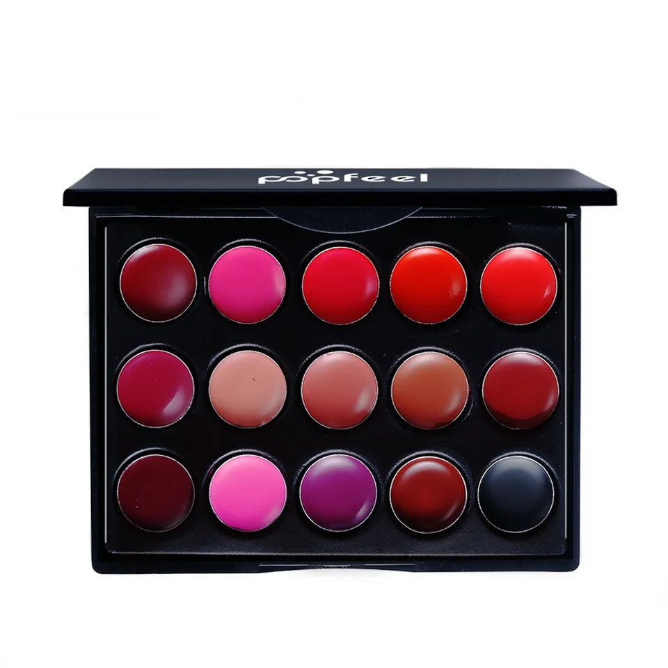 15 Colors/Set Lip Gloss Palette Women Moisturizing Lasting Lipstick Mini Portable Makeup Tray Waterproof Cosmetics for Girl