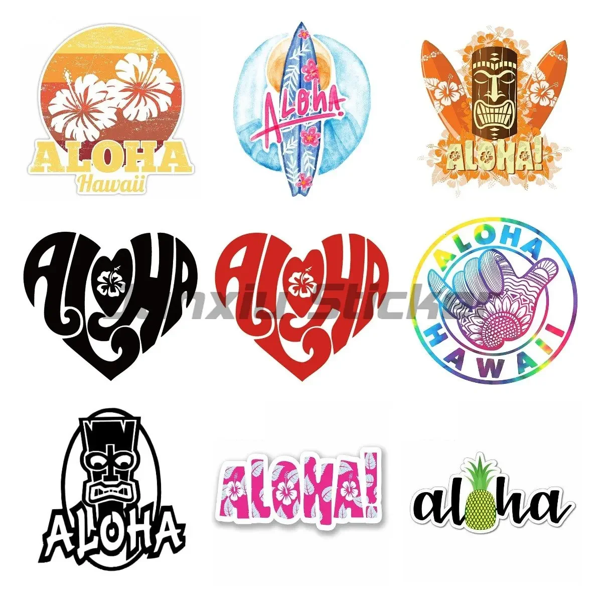 Aloha Hibiscus Flower Hawaii Tiki motocicleta coche pegatinas RV aire acondicionado Snowboard accesorios finos JDM
