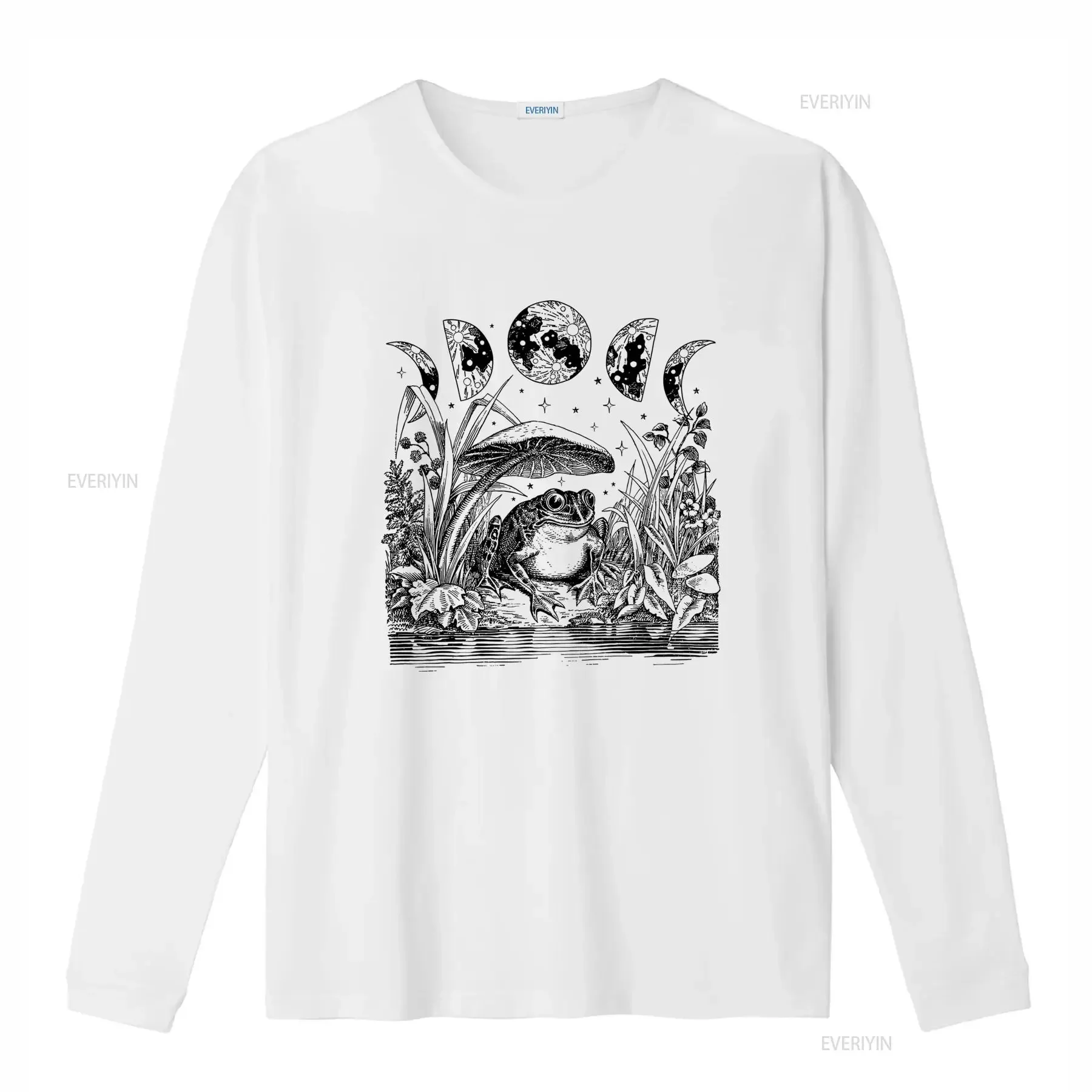 Enchanting Vintage Frog Mushroom Moon Cottagecore Aesthetic Witchy Cute T Shirt vintage Washed Breathable fashion