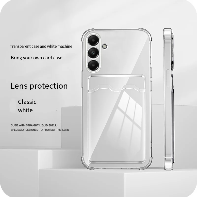 حافظة هاتف لهاتف سامسونج جالاكسي A16 4G 5G حافظة هاتف شفافة ناعمة مقاومة للصدمات مع فتحة للبطاقات