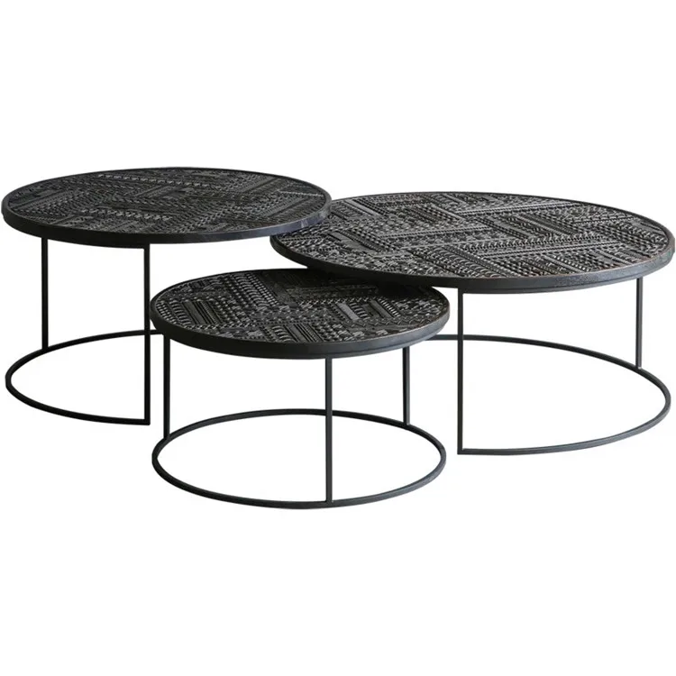 

Medieval round tea table high and low combination leisure corner table