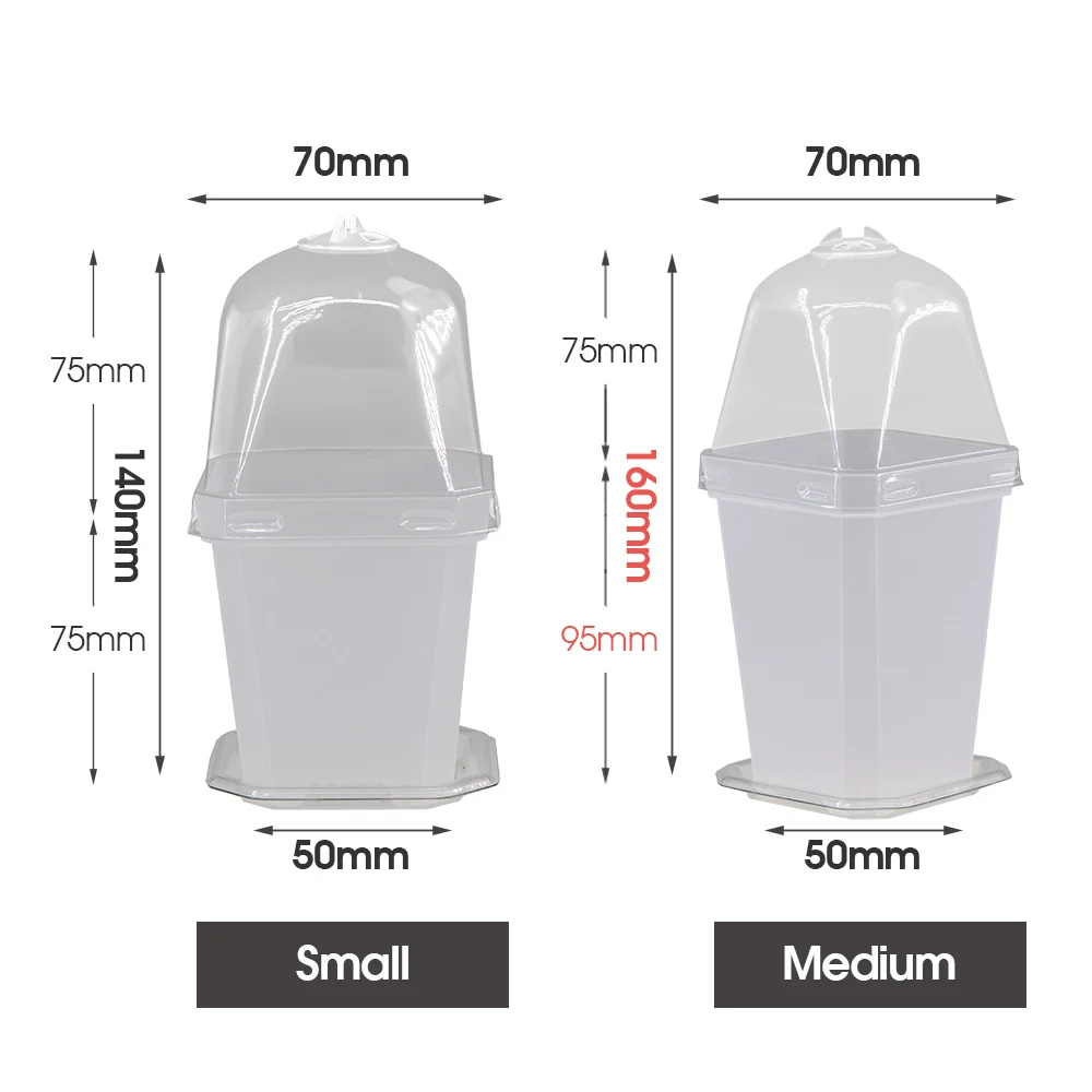 4 Sizes Plant Nursery Pots with Humidity Dome Tray Transparent Nursery Cups Aeration Durable Weatherproof Indoor Flower Planting