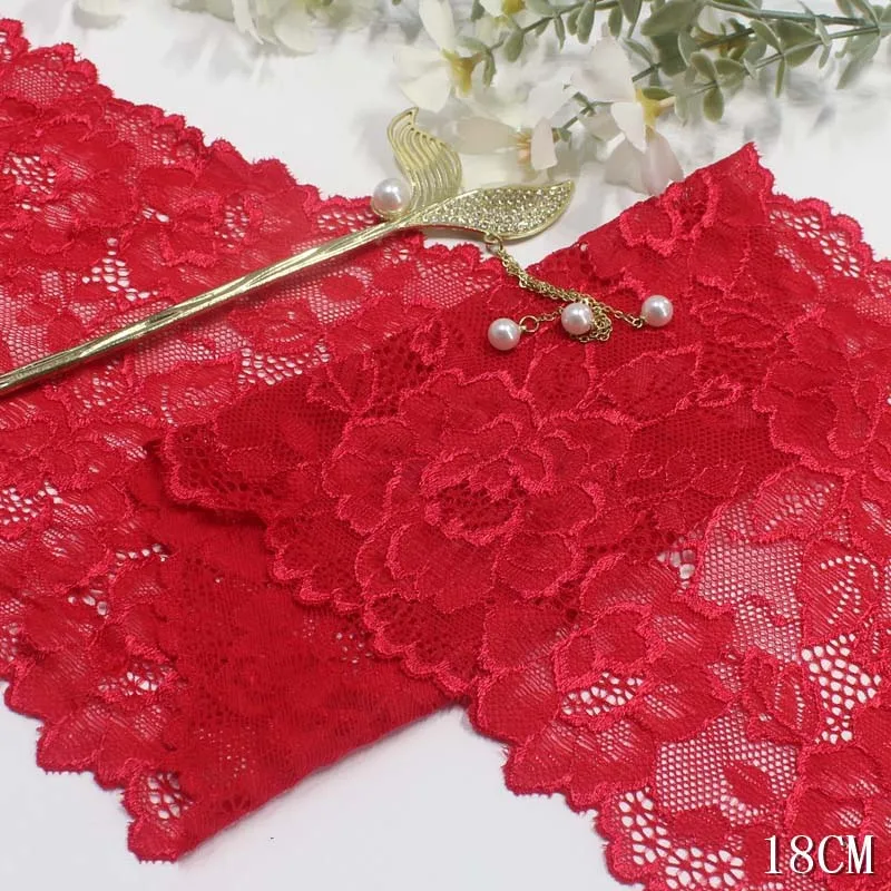 2Meters Spandex Lace Elastic Crafts Sewing Ribbon Red Stretch Lace Trimming Fabric Knitting Material DIY Garment Accessories