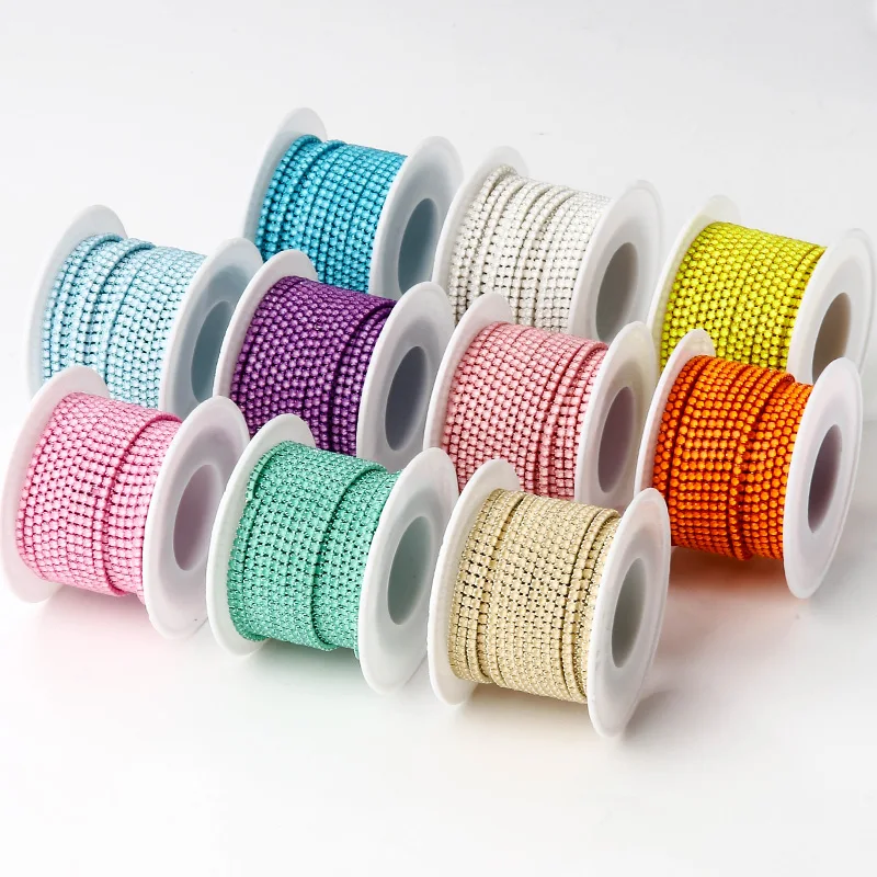SS6/SS12 10 Yards Strass Kette Mokka Gelee Glas Strass Strass Bunte Trimmen Farbe Unten Metall Tasse Kette DIY Dekor