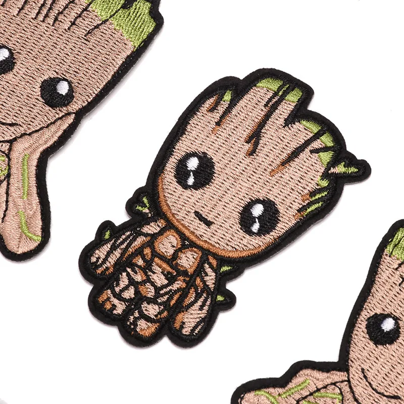 Groot Patch Iron On Embroidered Patches For Clothing thermoadhesive patches On Clothes Hippie Rock Biker Patch Sewing