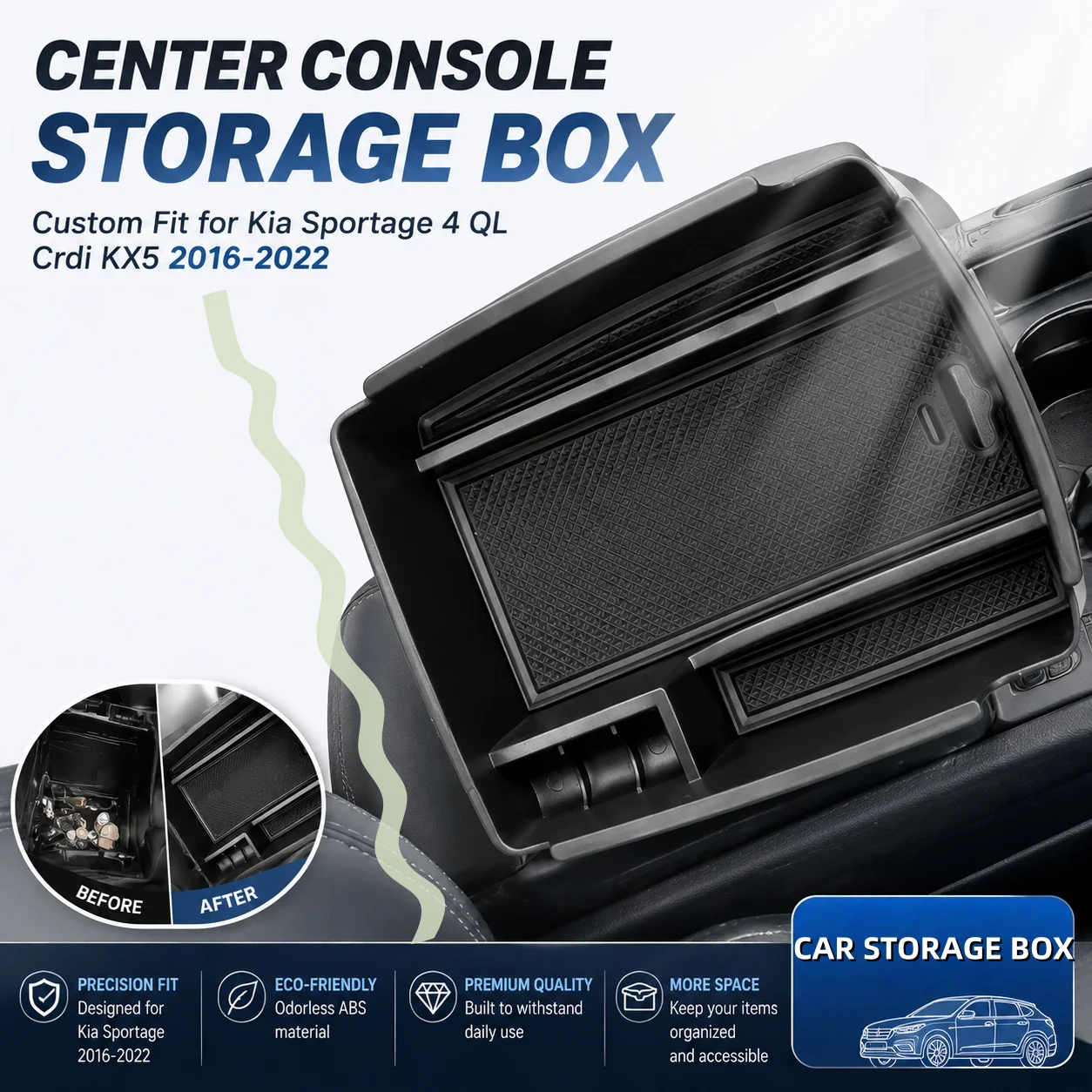 For Kia Sportage 4 QL Crdi KX5 2016 - 2022 Car ABS Storage Box Stowing Holder Case Car Armrest Box Accessories
