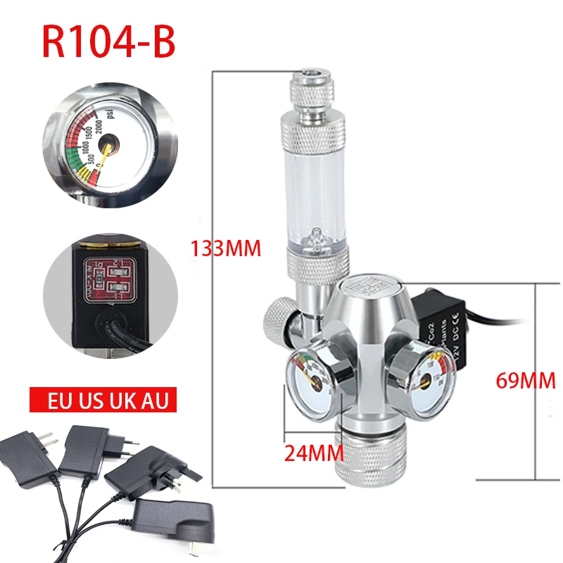 AC100-240V Aquarium CO2 Regler Elektromagnetisches Ventil Blasenzähler CO2 Steuerungssystem Aquarium CO2 Druckminderventil – Detail 12