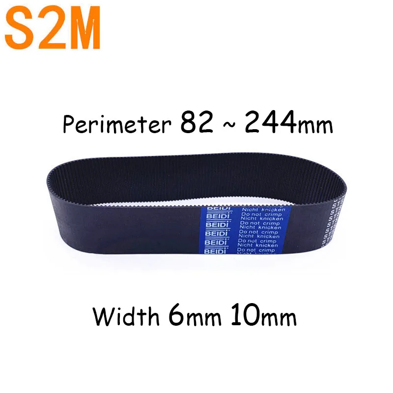 

S2M Rubber Closed Loop Timing Belt Length Perimeter 82 84 86 88 90 92 94 96 98 100 102 ~244mm Width 6mm 10mm Pitch 2mm