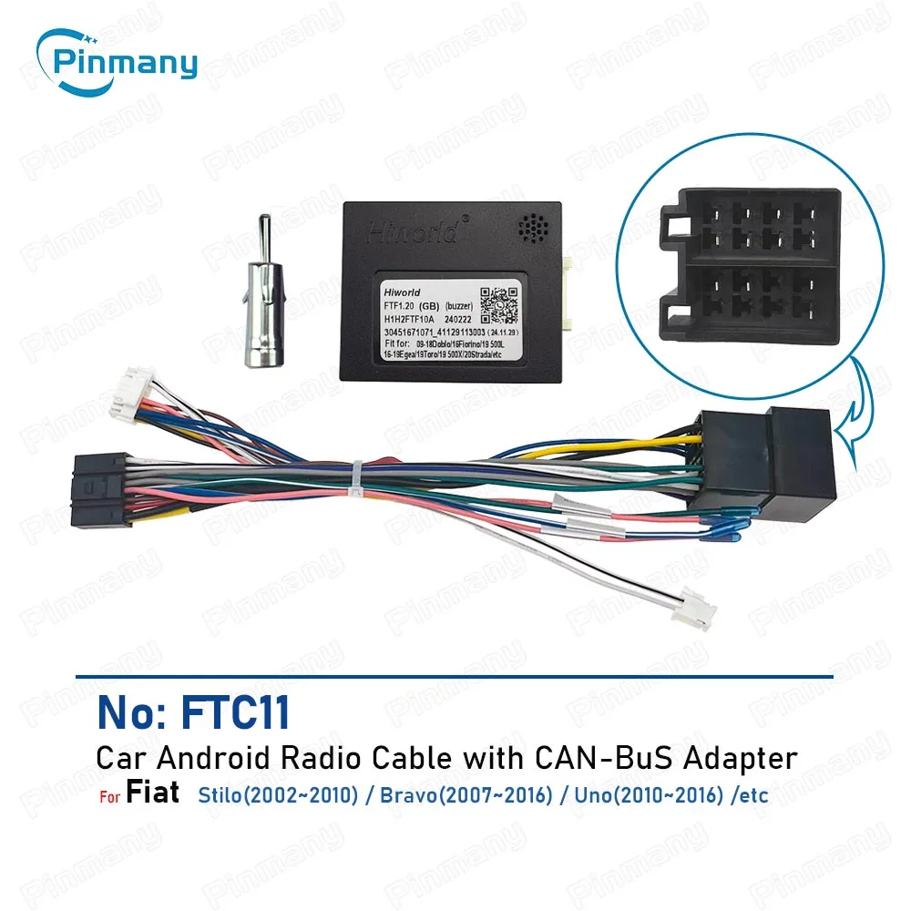 Car stereo Radio Cable Power Wiring Harness Plug socket connector Android head unit CAN Bus Adapter for Fiat Stilo Bravo Uno
