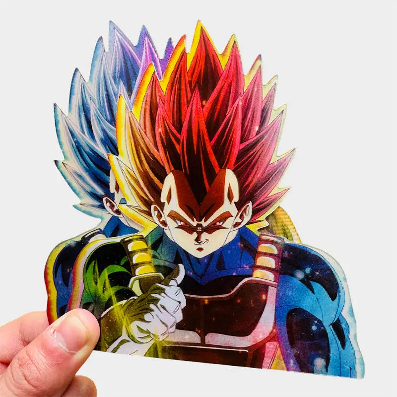 Pegatina de movimiento 3D gradiente Vegeta Anime Dragon Ball, pegatina mágica, pegatina creativa para coche, cuaderno, equipaje, calcomanía impermeable, juguete