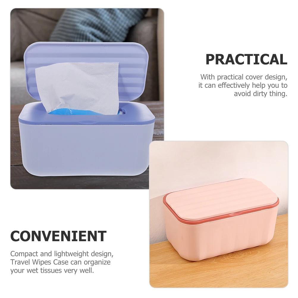 2 pçs caixa de tecido toalhetes recipiente recarregável portátil à prova de poeira plástico viagem quarto do bebê cozinha banheiro dispensador rosa roxo