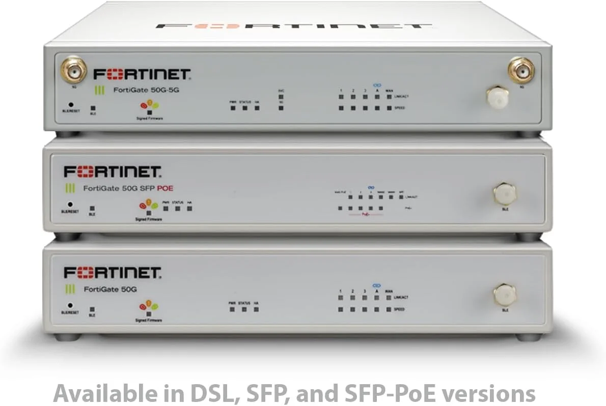 Fortinet FortiGate-50G Firewall for Small Offices with 5 Gigabit Ethernet RJ45 Ports and 1 Dedicated DSL Port FG-50G-DSL