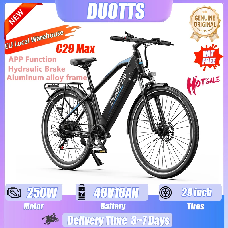 DUOTTS C29 Max e-bike 250W moteur 48V18AH batterie ville trajet vélo électrique adulte 29 pouces tout terrain montagne vélo électrique