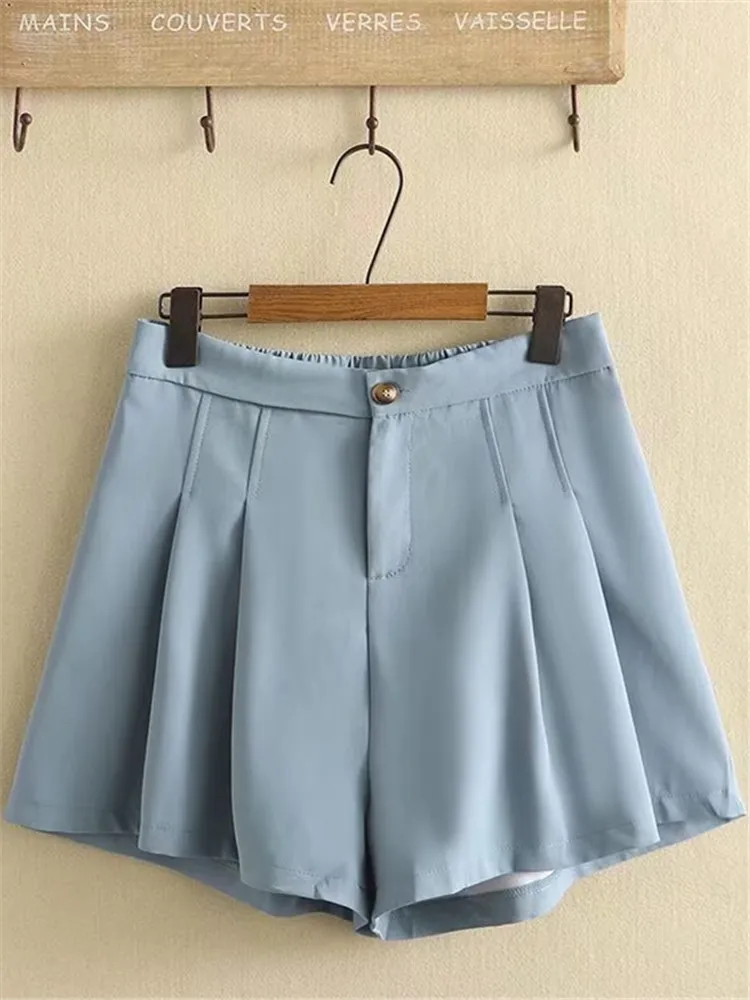 Plus Size Clothes For Women Summer Shorts High Waist Elastic Waist With Zippered Wide Leg Drooping Pleated Pants Large Size Pant