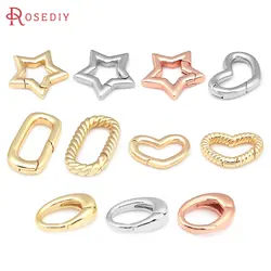 4PCS 18K Gold Color Brass Heart Star Rounded Rectangle Shape Connect Clasps Jewelry Making Supplies Diy Findings Accessories