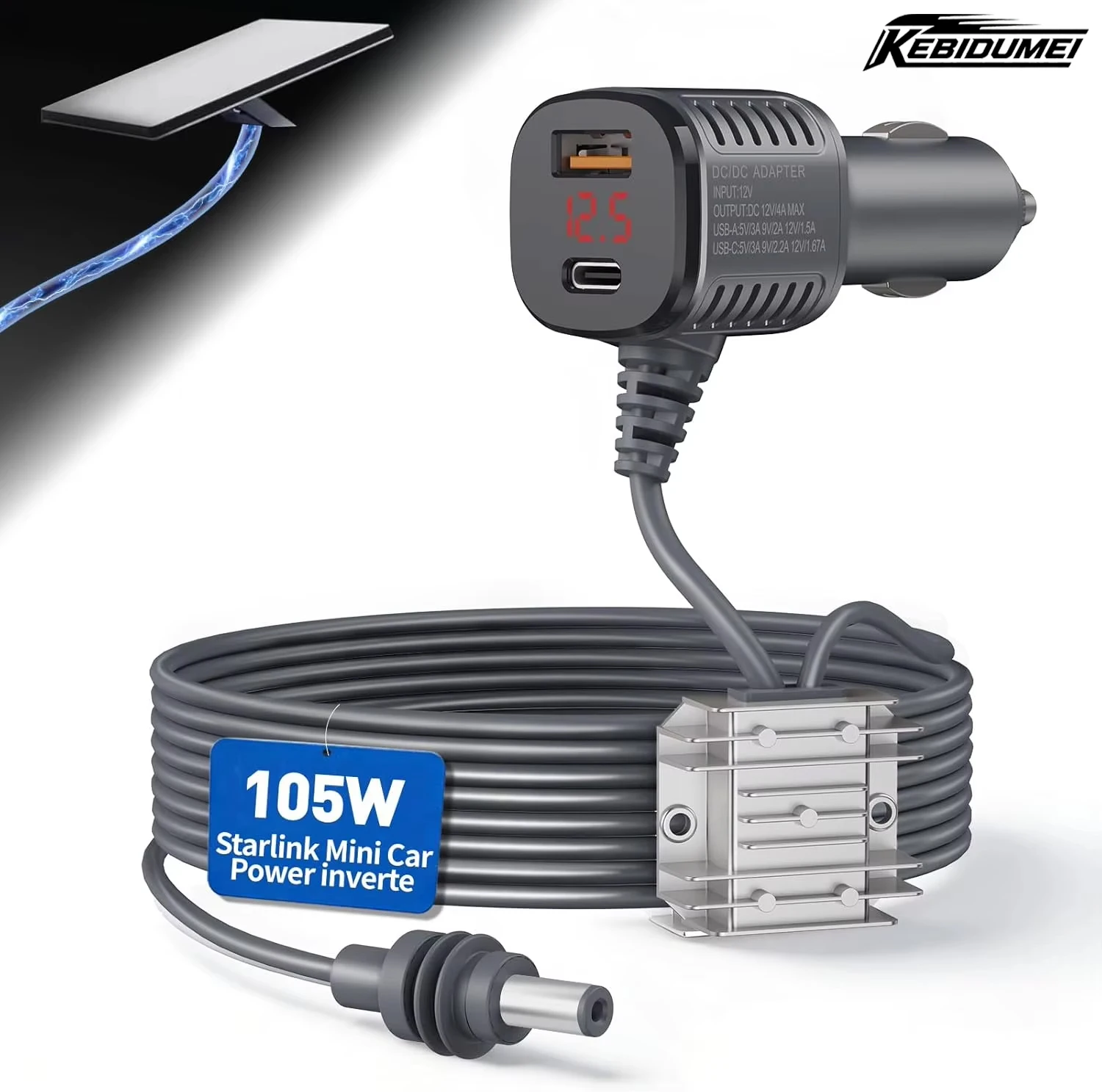 For Starlink Mini 3in1 12V-24V Car Charger Car Cigarette Lighter Adapter Voltage Converter DC Power Cable for RVS Campers Boats