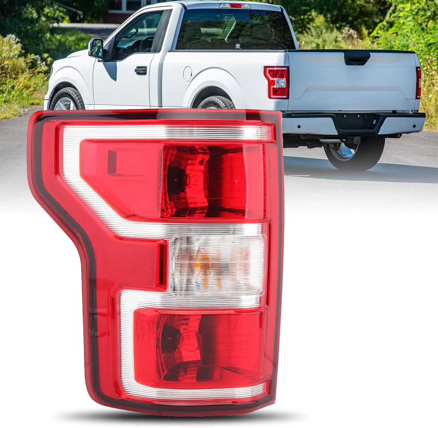 

Driver Side Tail Light Assembly Compatible with Ford F-150 2018-2020 With Bulb and Harness Left Tail Lamp