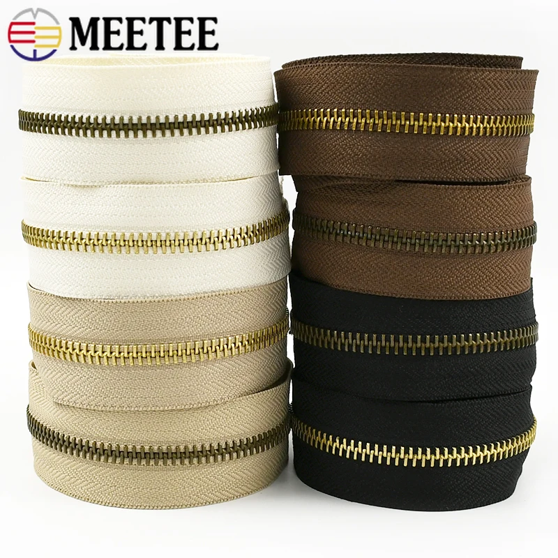 

1/2/3/4Meters Meetee 5# Metal Zipper Without Slider Garment DIY Zippers for Sewing Crafts Clothing Bags Accessories ZA176