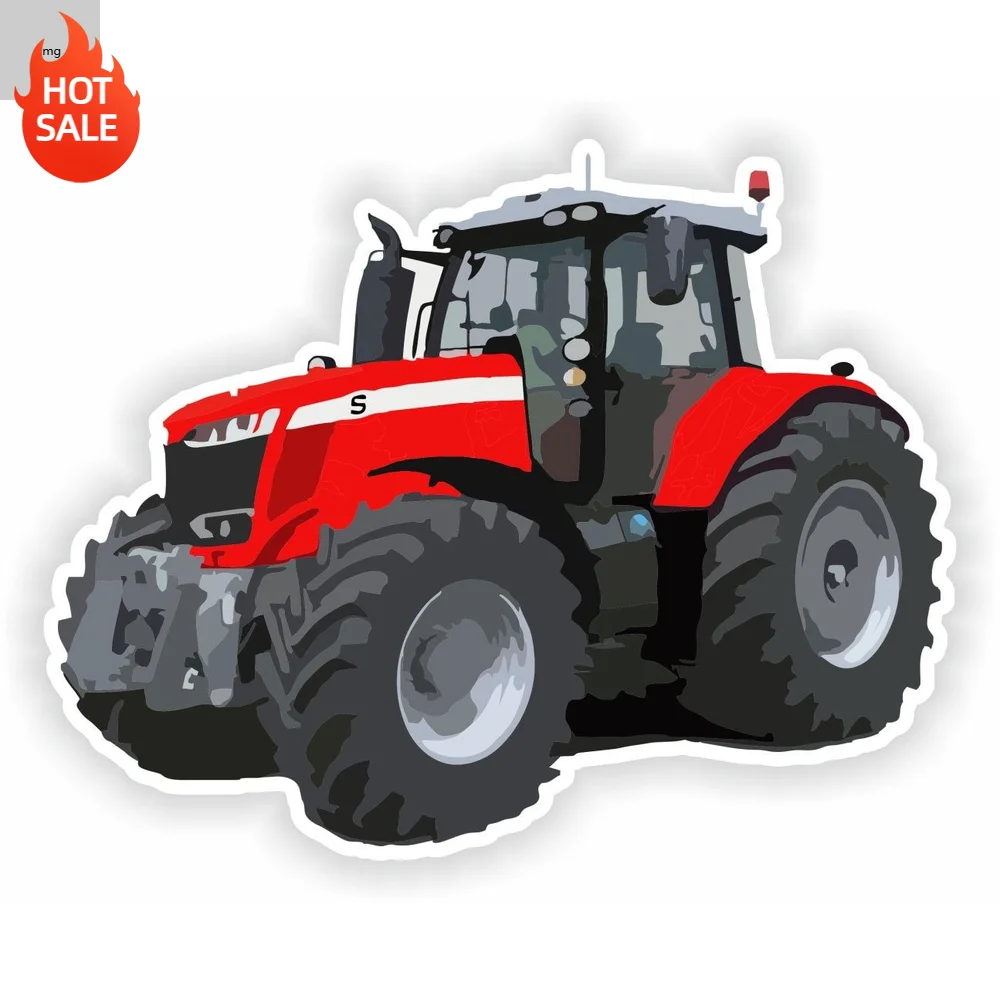 Tractor Red Vinyl Car Sticker Self Adhesive Decal For Car Bumper And Rear Window Decorative Design