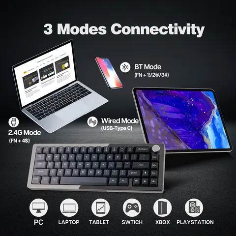 KiiBOOM Loop 65 65% QMK/VIA Hot-Swap Helaluminium Blockstruktur Trådbundet/Bluetooth/2.4G Trådlöst Mekaniskt Tangentbord RGB Bakgrundsbelyst 12 best sales Rick och Morty Lego - №8