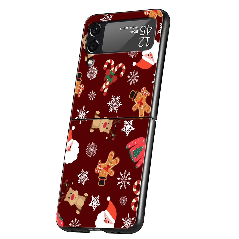 New Year Christmas Hard PC Phone Case For Samsung Galaxy Z Flip 6 5 4 Black Cover For Galaxy Z Flip 3 Foldable Shockproof Capas – Detail 3
