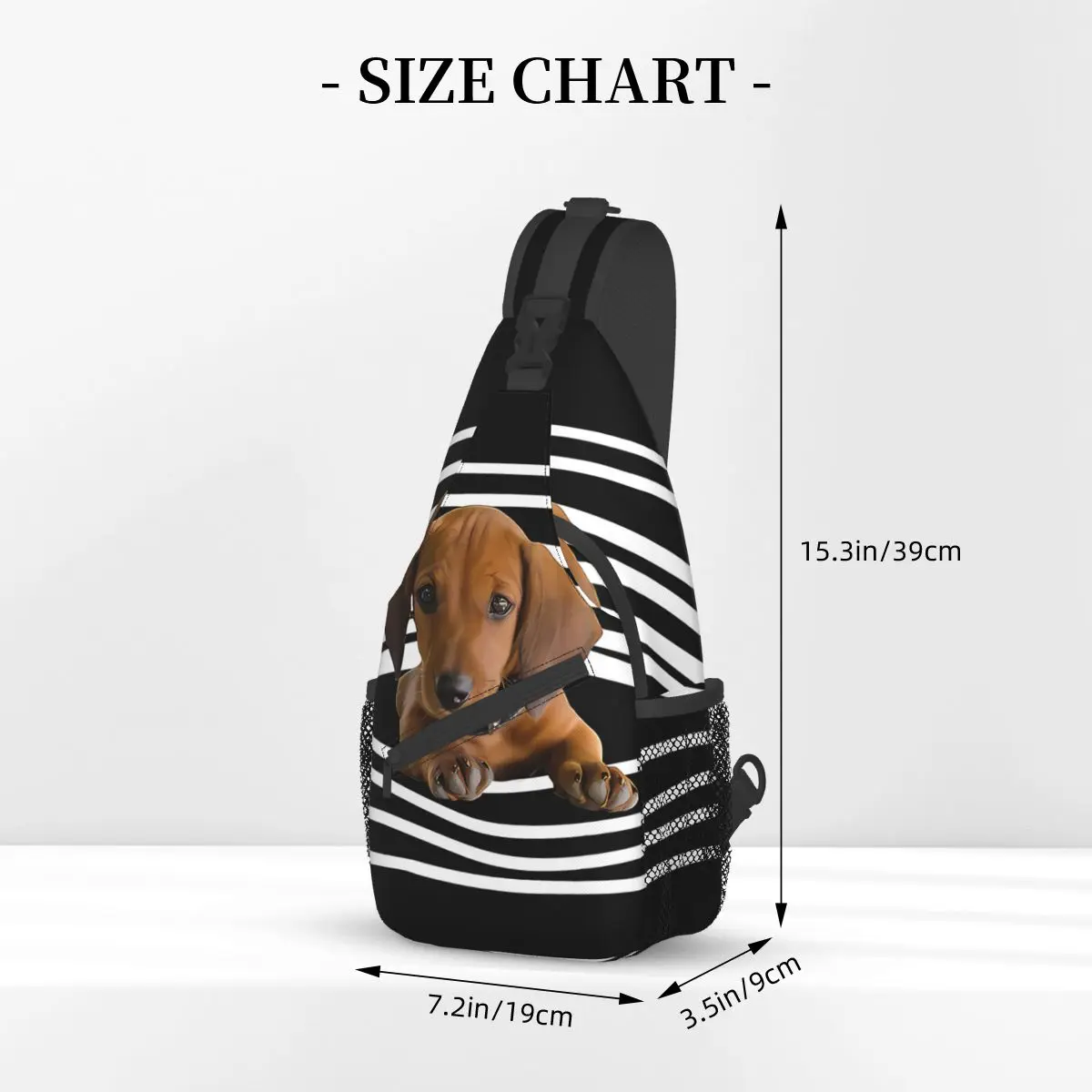 Stripes Crossbody Chest Bags Dachshund Pet Dog Pockets Travel Pack Messenger Sports Teens Shoulder Bag Unisex