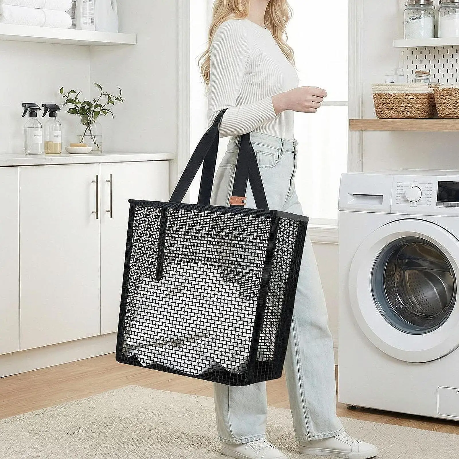 

Foldable Laundry Basket Toys Clothes Organizer Convenient Mesh Laundry Hamper Storage Basket Clothes Hamper for Washing Storage